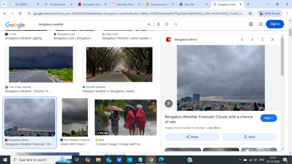 BENGALURU WEATHER FORECAST FOR 15 DAYS