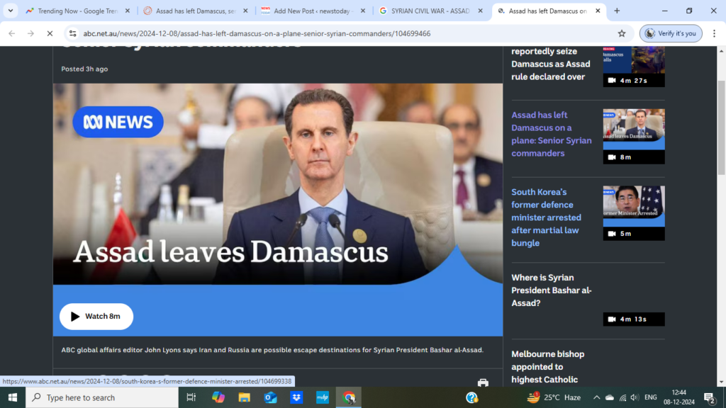 SYRIAN CIVIL WAR - ASSAD LEFT DAMASCUS